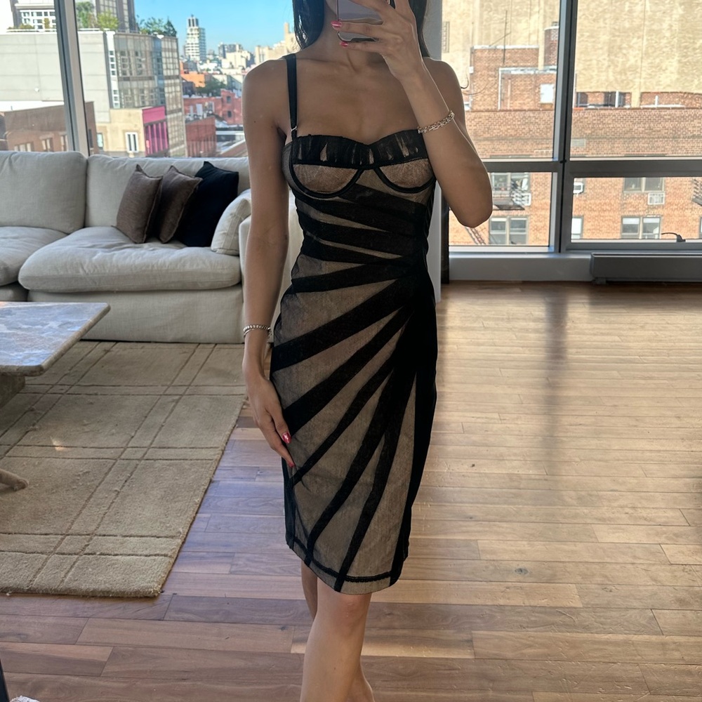 D&G Black and Tan Midi Dress